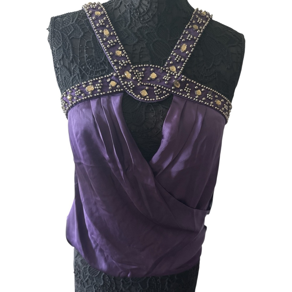 Love Stitch purple embellished sleeveless blouse size S
